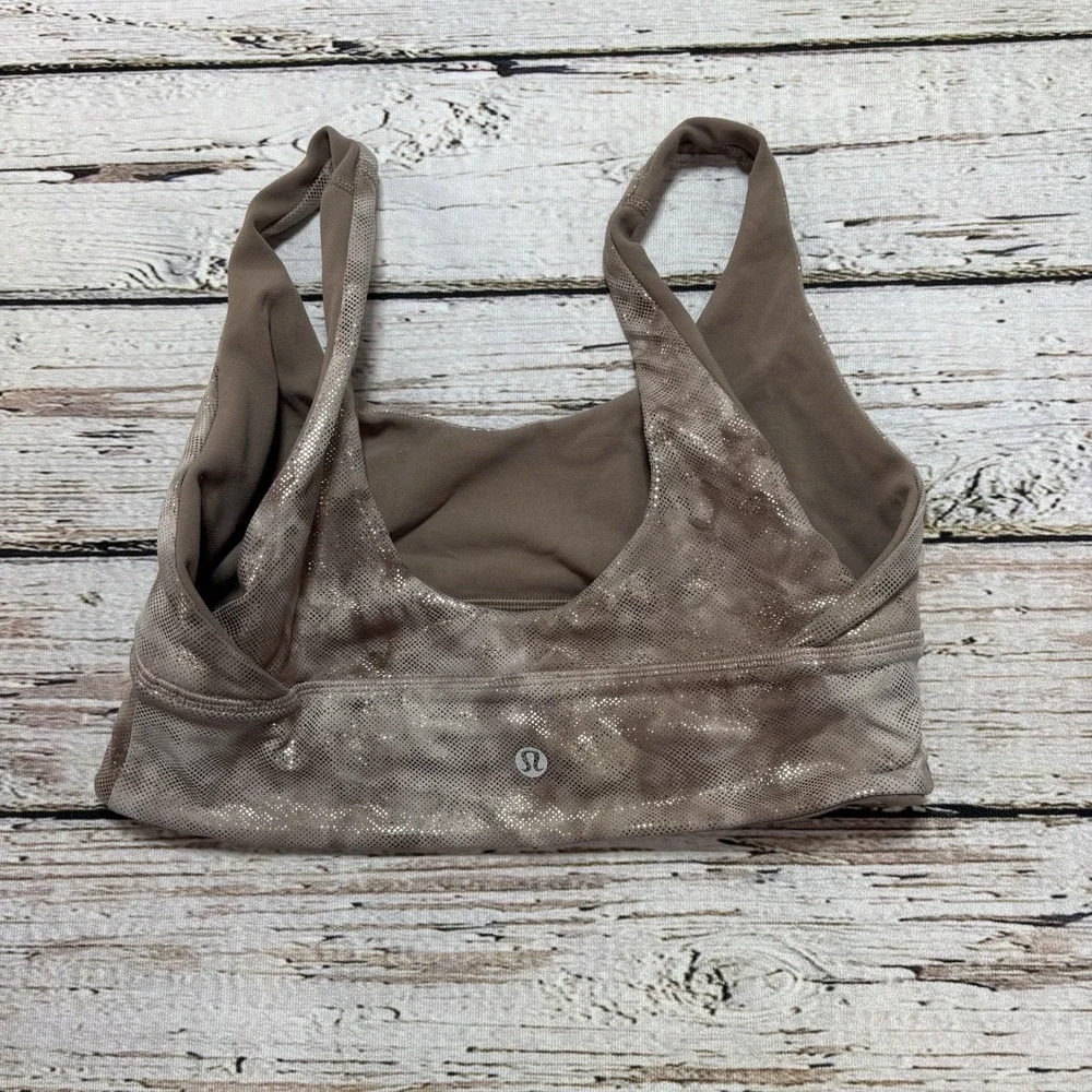 Lululemon Align Pullover Sports Bra Brown Shine  Sz 8 Reversible Brown
